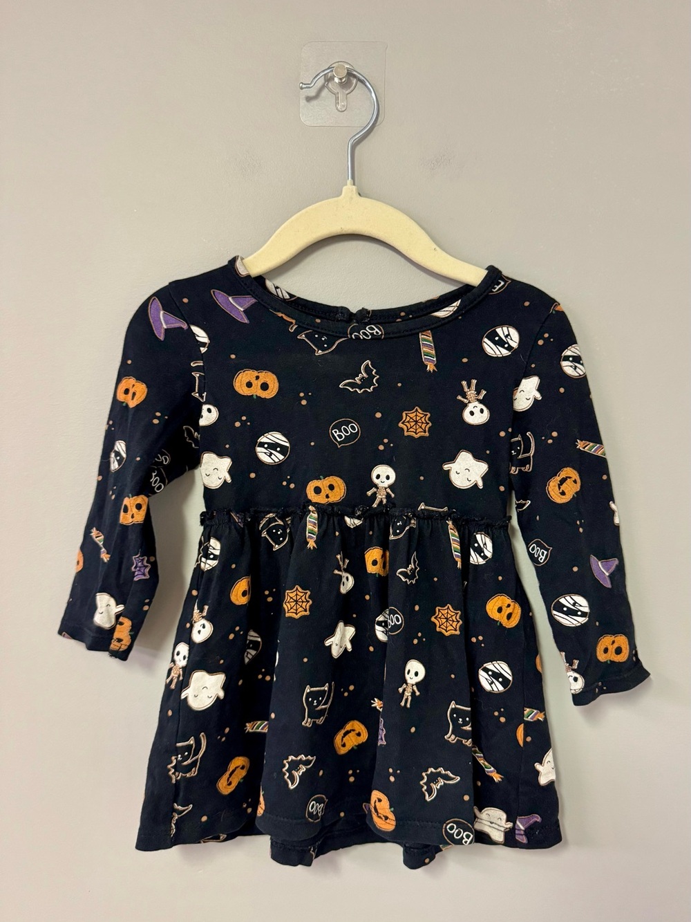 George Black Halloween Print Long-Sleeve Kids Dress
